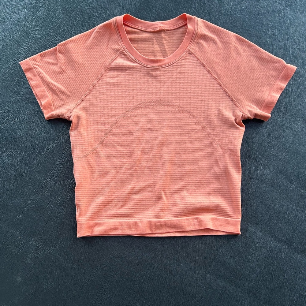 Lululemon Athletica Swiftly Tech Cropped Short-Sleeve Shirt Coral Kiss